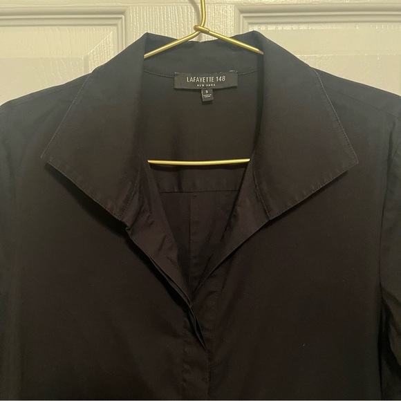 Lafayette 148 New York Black Button Down Shirt - Picture 4 of 7